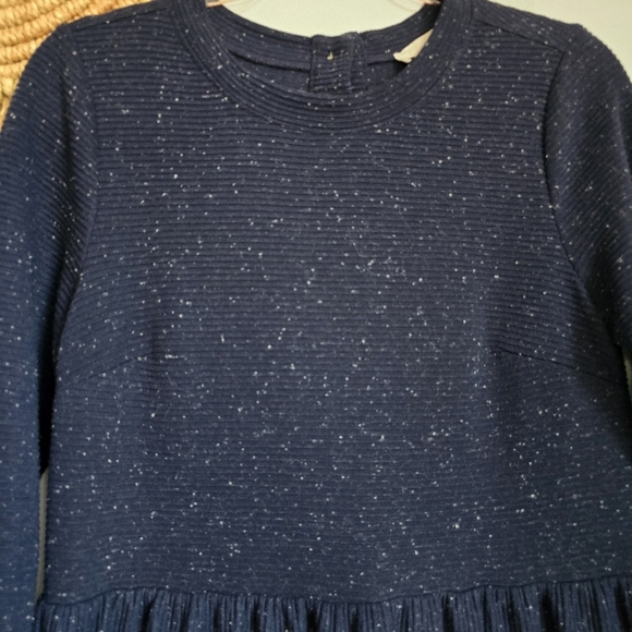 LOFT Navy Flecked Button Back Knit Oversized Long Sleeve Swing Dress SZ Medium P - Picture 4 of 12